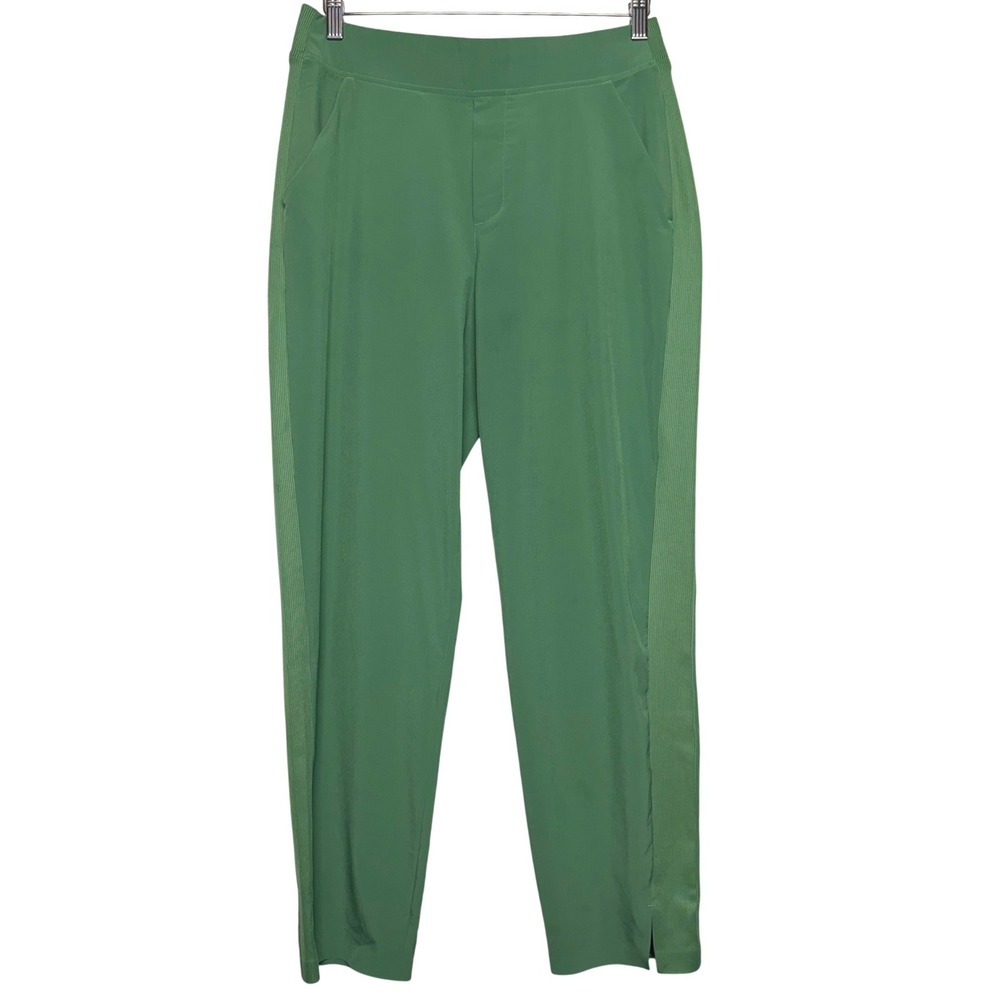 Athleta Brooklyn Ankle Pant Green Ribbed Waistband Tapered Travel Trousers  8 - Picture 2 of 11